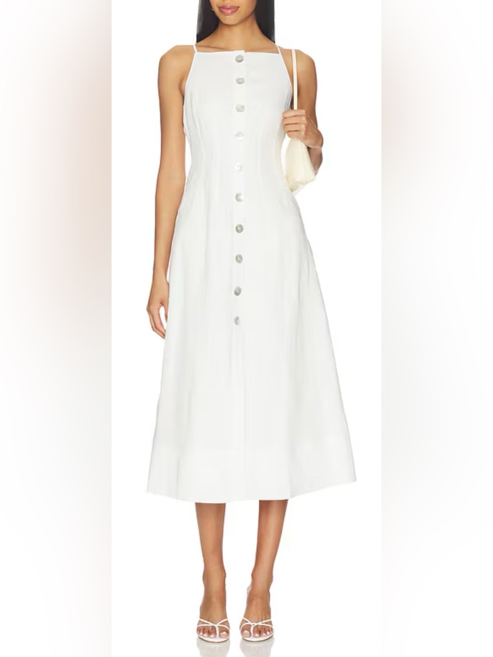 NEW Veronica Beard Georges button down linen cotton midi white sun Dress sz 6